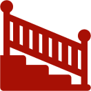 Red staircase icon with railing on the right side.